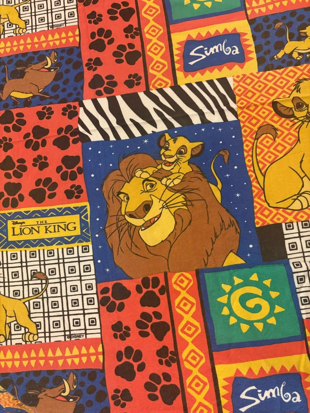 Vintage Disney Lion King Twin Flat Sheet 100% Cotton Simba 90s